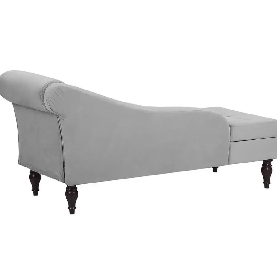 Beliani PESSAC - Chaise longue - Grijs - Rechterzijde - Fluweel