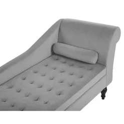Beliani PESSAC - Chaise longue - Grijs - Rechterzijde - Fluweel