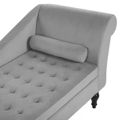 Beliani PESSAC - Chaise longue - Grijs - Rechterzijde - Fluweel