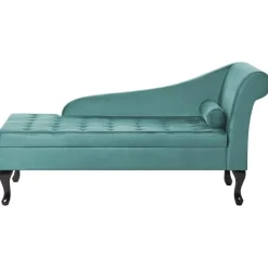 Loveseats-Beliani PESSAC - Chaise longue - Groenblauw - Rechterzijde - Fluweel
