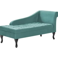 Loveseats-Beliani PESSAC - Chaise longue - Groenblauw - Rechterzijde - Fluweel