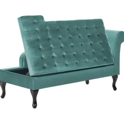 Loveseats-Beliani PESSAC - Chaise longue - Groenblauw - Rechterzijde - Fluweel
