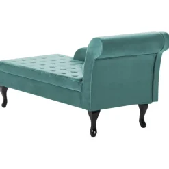 Loveseats-Beliani PESSAC - Chaise longue - Groenblauw - Rechterzijde - Fluweel
