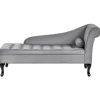 Beliani PESSAC - Chaise longue - Lichtgrijs - Rechterzijde - Fluweel
