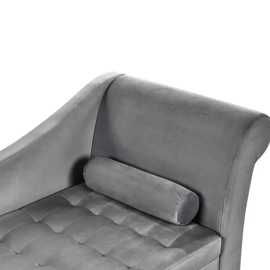 Beliani PESSAC - Chaise longue - Lichtgrijs - Rechterzijde - Fluweel