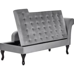 Beliani PESSAC - Chaise longue - Lichtgrijs - Rechterzijde - Fluweel