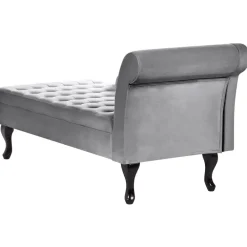 Beliani PESSAC - Chaise longue - Lichtgrijs - Rechterzijde - Fluweel