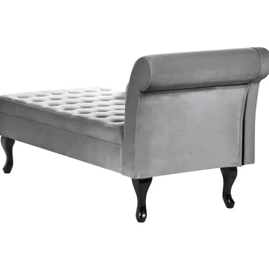 Beliani PESSAC - Chaise longue - Lichtgrijs - Rechterzijde - Fluweel
