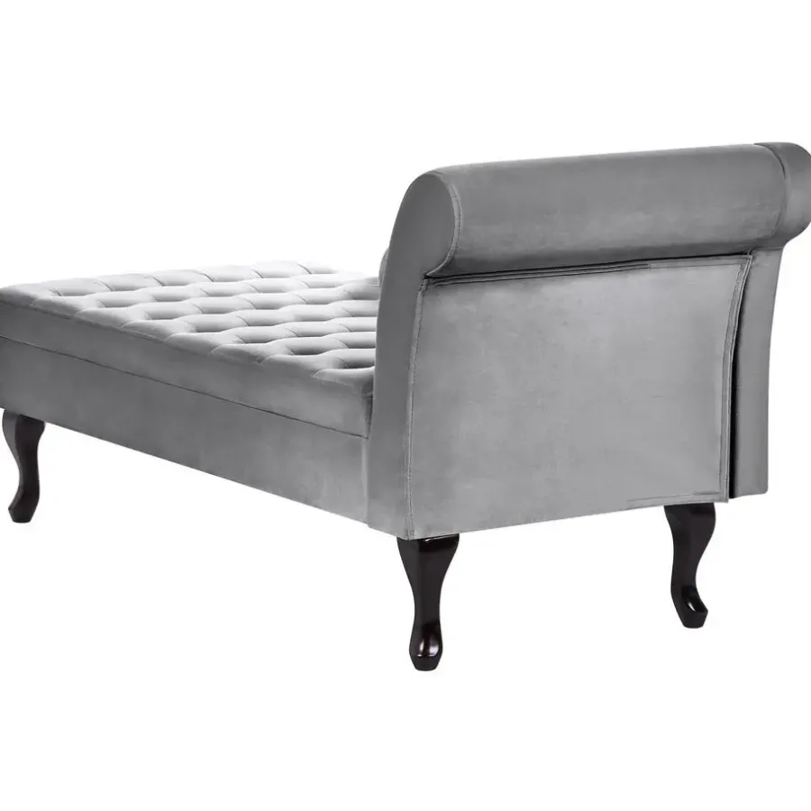 Beliani PESSAC - Chaise longue - Lichtgrijs - Rechterzijde - Fluweel
