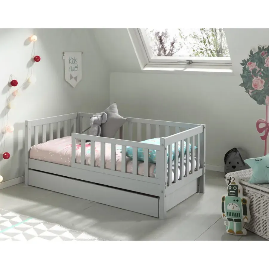 Vipack Peuterbed Petronille 70 x 140cm dennenhout - grijs
