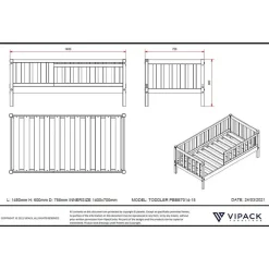 Vipack Peuterbed Petronille 70 x 140cm dennenhout - grijs