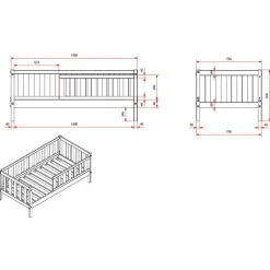 Vipack Peuterbed Petronille 70 x 140cm dennenhout - wit