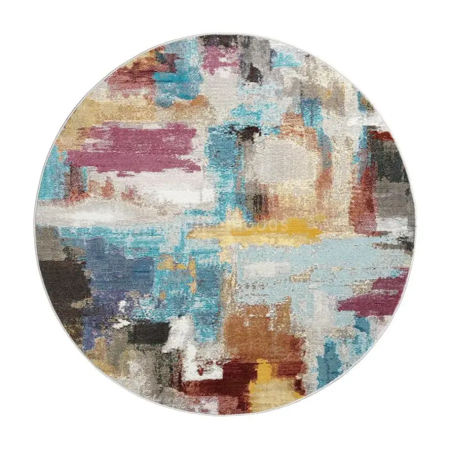 Laagpolige Vloerkleden|Ronde Vloerkleden-Muratap Picasso Artisan Vintage Rond Vloerkleed Multi Laagpolig - 160 CM ROND