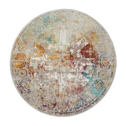 Ronde Vloerkleden-Muratap Picasso Feraghan Vintage Rond Vloerkleed Multi / Beige Laagpolig - 240 CM ROND