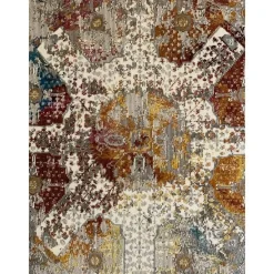 Laagpolige Vloerkleden|Ronde Vloerkleden-Muratap Picasso Feraghan Vintage Rond Vloerkleed Multi / Beige Laagpolig - 133 CM ROND
