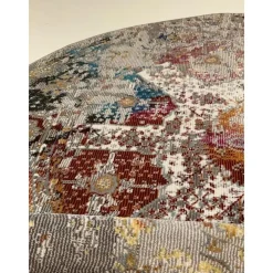 Laagpolige Vloerkleden|Ronde Vloerkleden-Muratap Picasso Feraghan Vintage Rond Vloerkleed Multi / Beige Laagpolig - 133 CM ROND