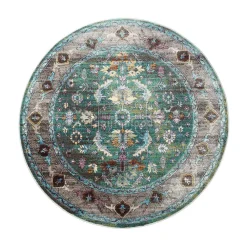Ronde Vloerkleden-Muratap Picasso Pablo Vintage Rond Vloerkleed Groen / Multi Laagpolig - 160 CM ROND