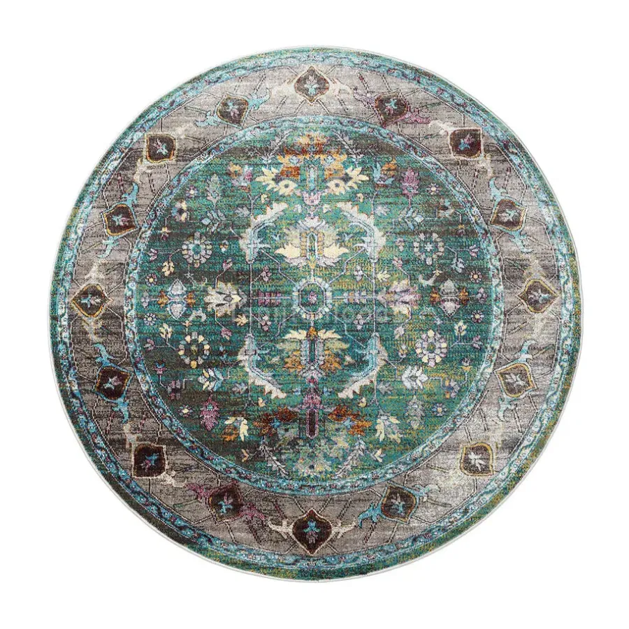 Ronde Vloerkleden-Muratap Picasso Pablo Vintage Rond Vloerkleed Groen / Multi Laagpolig - 160 CM ROND