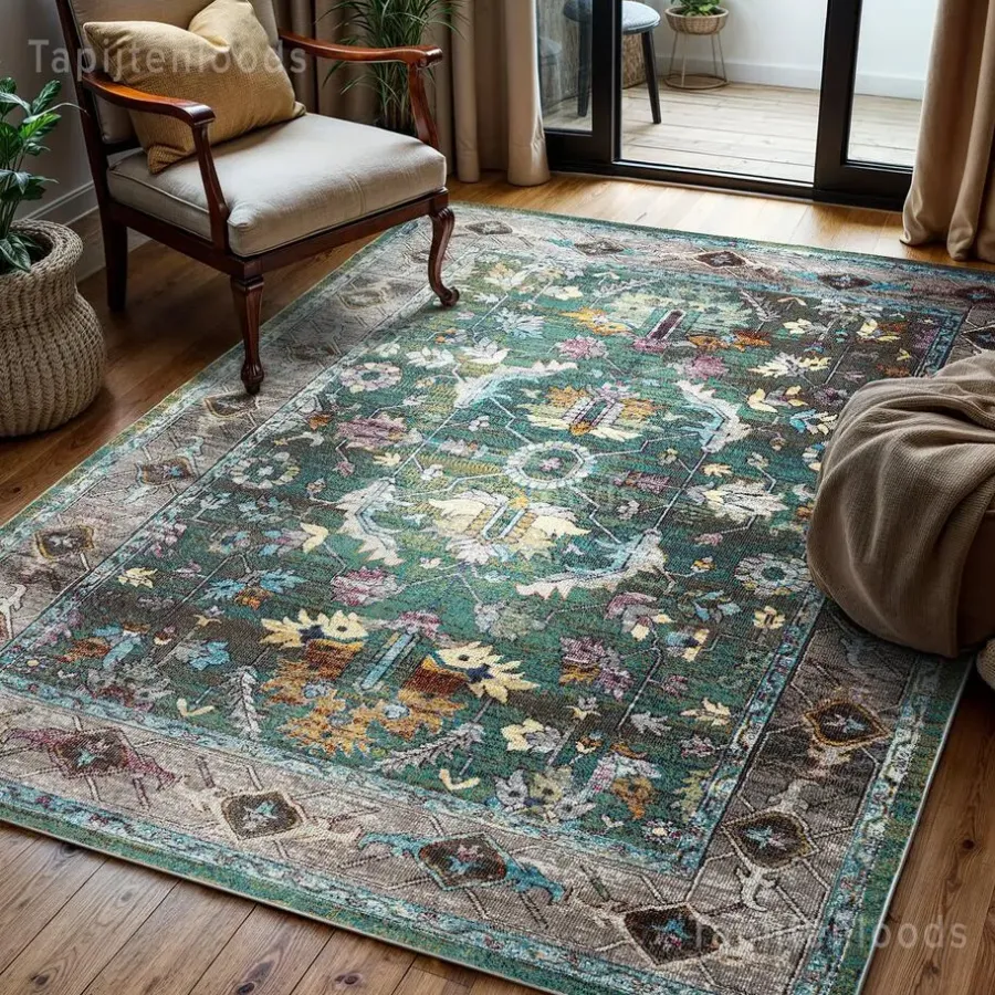 Muratap Picasso Pablo Vintage Vloerkleed Groen / Multi Laagpolig - 300x400 CM