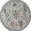 Laagpolige Vloerkleden|Ronde Vloerkleden-Muratap Picasso Sarough Rond Vloerkleed Vintage Woonkamer - Multi / Grijs - 200 CM ROND