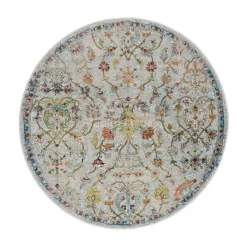 Muratap Picasso Sarough Vintage Rond Vloerkleed Creme / Beige Laagpolig - 133 CM ROND