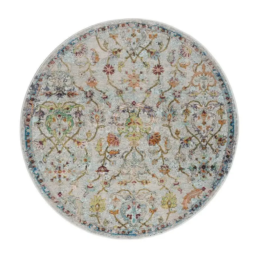 Muratap Picasso Sarough Vintage Rond Vloerkleed Creme / Beige Laagpolig - 133 CM ROND