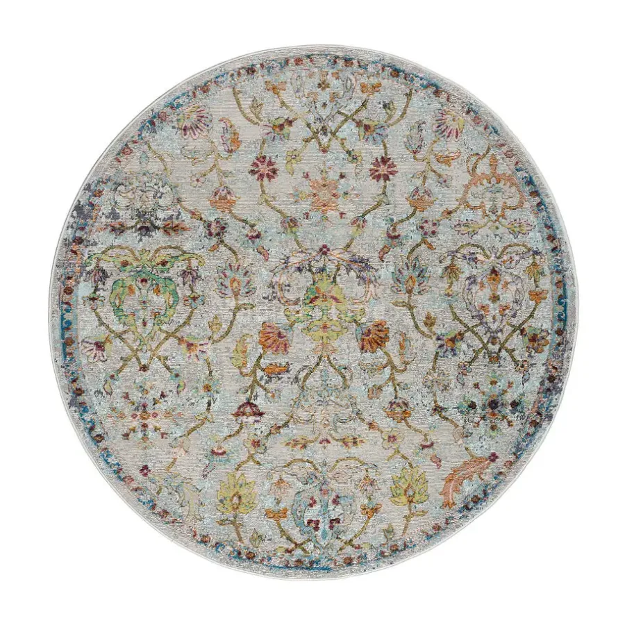 Ronde Vloerkleden-Muratap Picasso Sarough Vintage Rond Vloerkleed Creme / Beige Laagpolig - 300 CM ROND