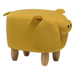 Hockers En Voetenbanken-Beliani PIGGY - Hocker - Geel - Polyester
