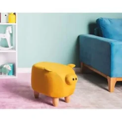Hockers En Voetenbanken-Beliani PIGGY - Hocker - Geel - Polyester