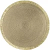 Placemats-Leen Bakker Placemat Zoë met franjes - goudkleur - Ø35 cm