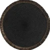 Leen Bakker Placemat Zoë met franjes - zwart - Ø35 cm
