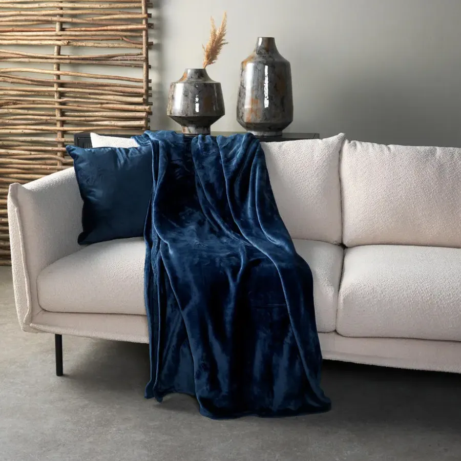 Sierkussen.nl Plaid Charlie - Insignia Blue - 200x220 cm