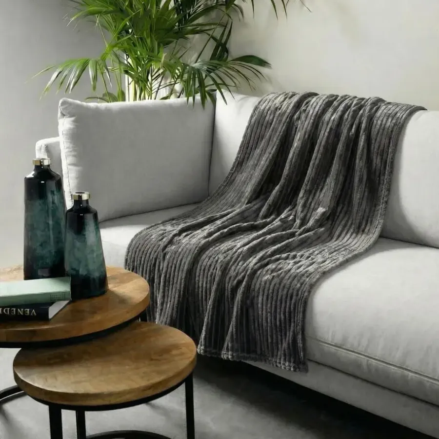 Plaids-Sierkussen.nl Plaid Marthy - Charcoal Gray - 140x180 cm