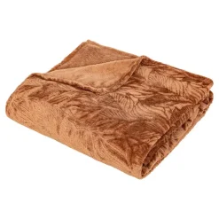 Atmosphera Plaid/bankdeken Leafes - terracotta - 180 x 230 cm - polyester