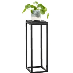 Bijzettafels-Leen Bakker Plantentafel Gijs - zwart - 70x25x25 cm