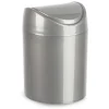 Prullenbakken-PlasticForte Mini prullenbakje - zilvergrijs- kunststof - 1.4L