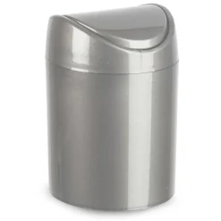 Prullenbakken-PlasticForte Mini prullenbakje - zilvergrijs- kunststof - 1.4L