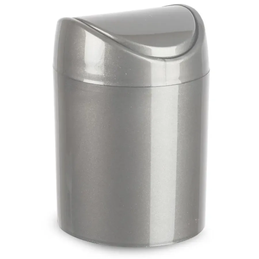 Prullenbakken-PlasticForte Mini prullenbakje - zilvergrijs- kunststof - 1.4L