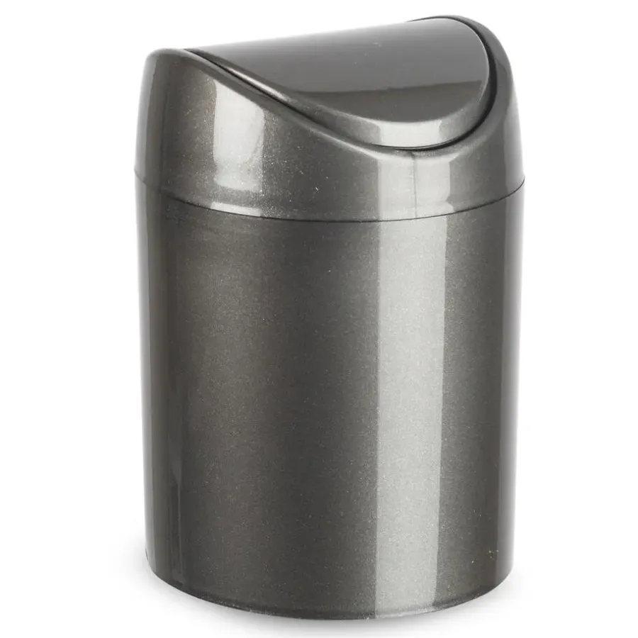 Prullenbakken-PlasticForte Mini prullenbakje - donkergrijs- kunststof - 1.4L