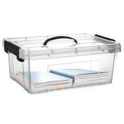 Opbergboxen-PlasticForte Opbergbox met deksel - grijs - 12.5L - kunststof