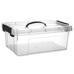 Opbergboxen-PlasticForte Opbergbox met deksel - grijs - 12.5L - kunststof