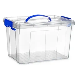 Opbergboxen-PlasticForte Opbergbox met deksel - blauw - 11L - kunststof