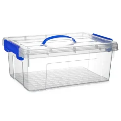 Opbergboxen-PlasticForte Opbergbox met deksel - blauw - 12.5L - kunststof
