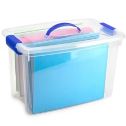 Opbergboxen-PlasticForte Opbergbox met deksel - blauw - 22L - kunststof