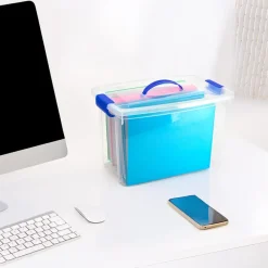 Opbergboxen-PlasticForte Opbergbox met deksel - blauw - 22L - kunststof