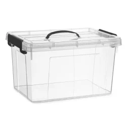 PlasticForte Opbergbox met deksel - grijs - 18.5L - kunststof