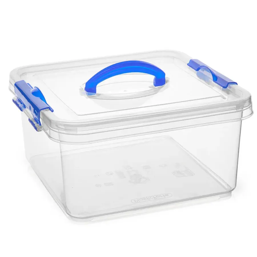 Opbergboxen-PlasticForte Opbergbox met deksel - blauw - 5L - kunststof