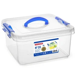 Opbergboxen-PlasticForte Opbergbox met deksel - blauw - 5L - kunststof