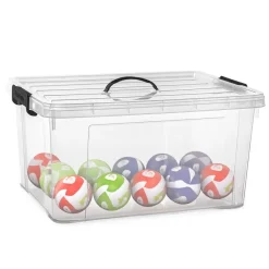 Opbergboxen-PlasticForte Opbergbox met deksel - grijs - 54L - kunststof
