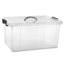 Opbergboxen-PlasticForte Opbergbox met deksel - grijs - 54L - kunststof